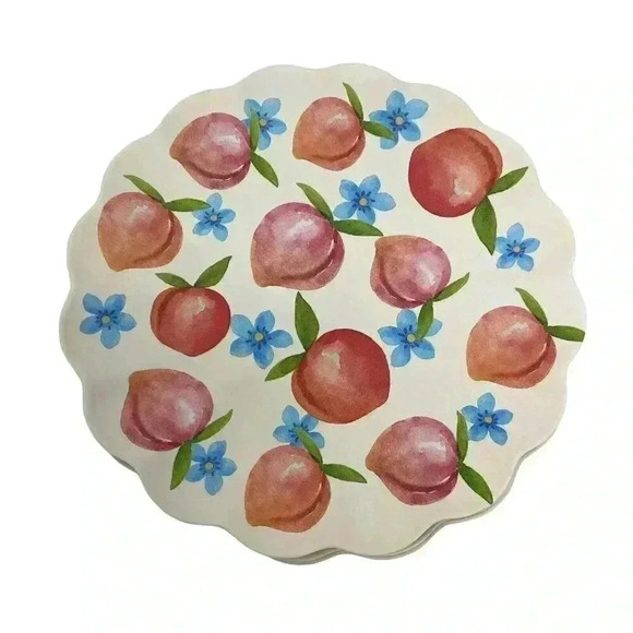 C&C California Home Scalloped Edge Dinner Plates 11" Peaches & Blue Flowers Set - Picture 4 of 5